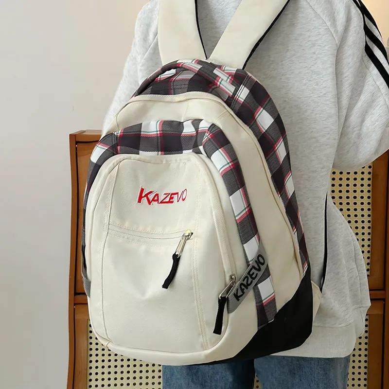 WICKBUEN Nylon Backpack Unisex White/Black/Purple/Pink-1
