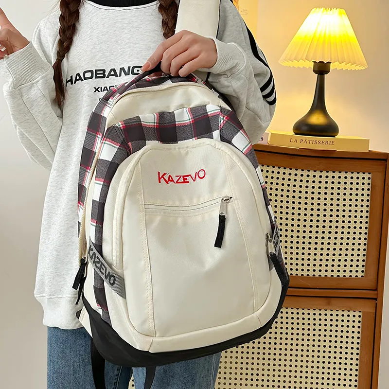 WICKBUEN Nylon Backpack Unisex White/Black/Purple/Pink-5