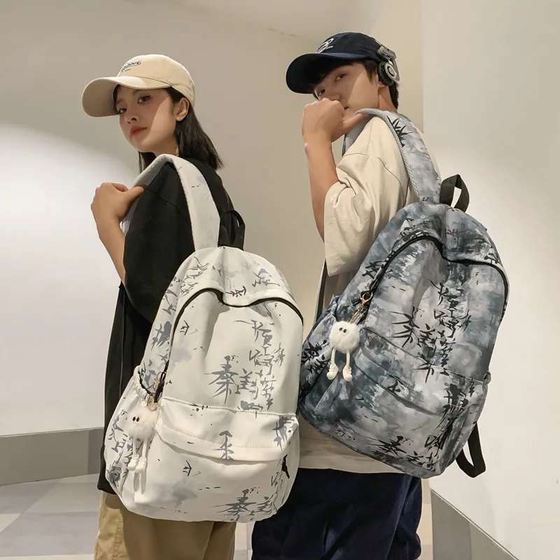 WICKBUEN Nylon Backpack Regular Unisex White/Black/Gray/Khaki/Blue-16