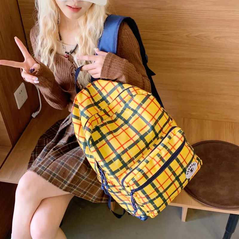 WICKBUEN Nylon Fabric Backpack Women's Yellow-3