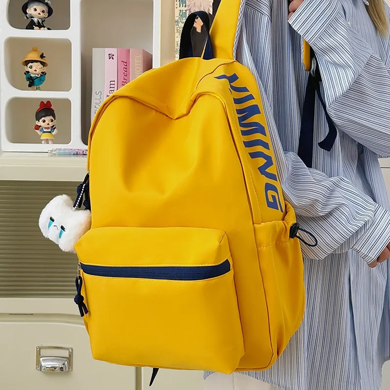 WICKBUEN Nylon Backpack Regular Unisex White/Black/Yellow/Red-15