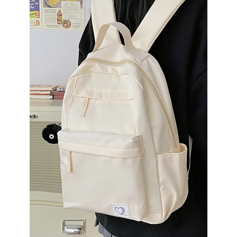 WICKBUEN Nylon Backpack Unisex White/Black/Blue/Pink-3