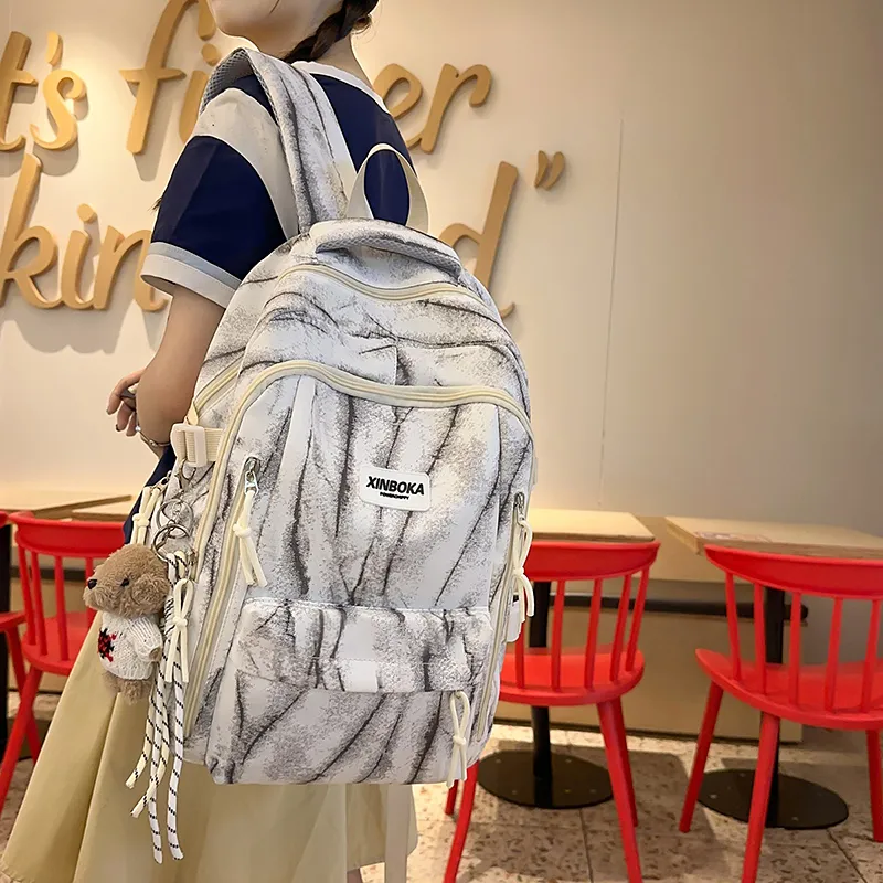 WICKBUEN Nylon Backpack Unisex White/Black/Coffee/Blue-10