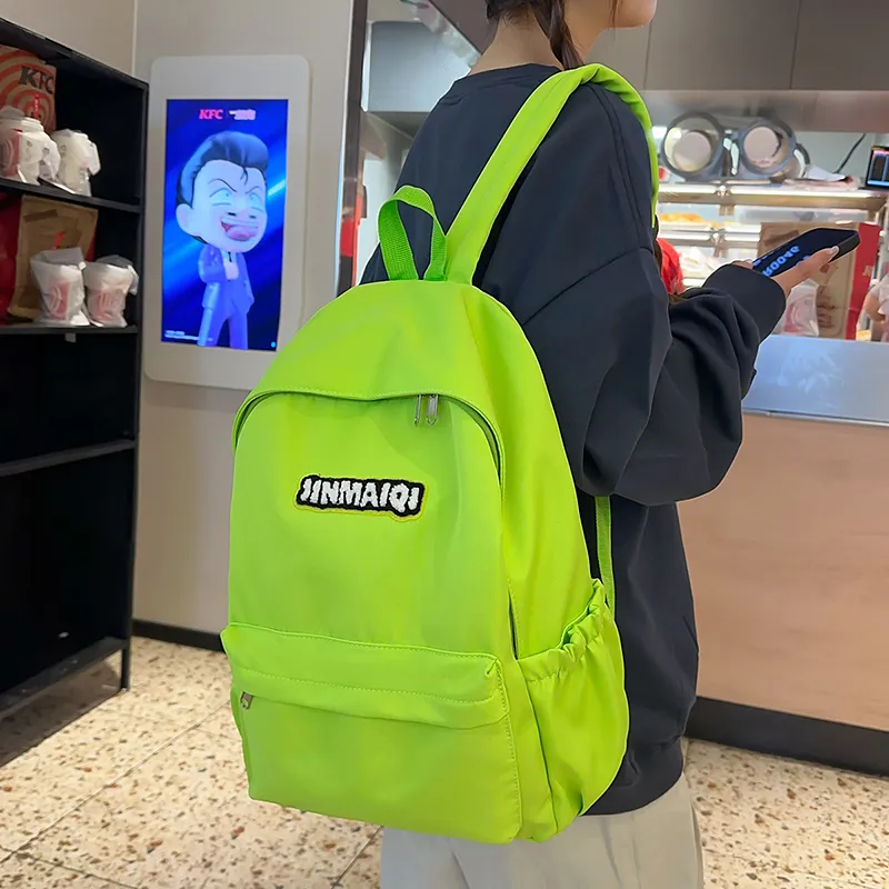WICKBUEN Nylon Backpack Regular Unisex Green/White/Black/Red-5