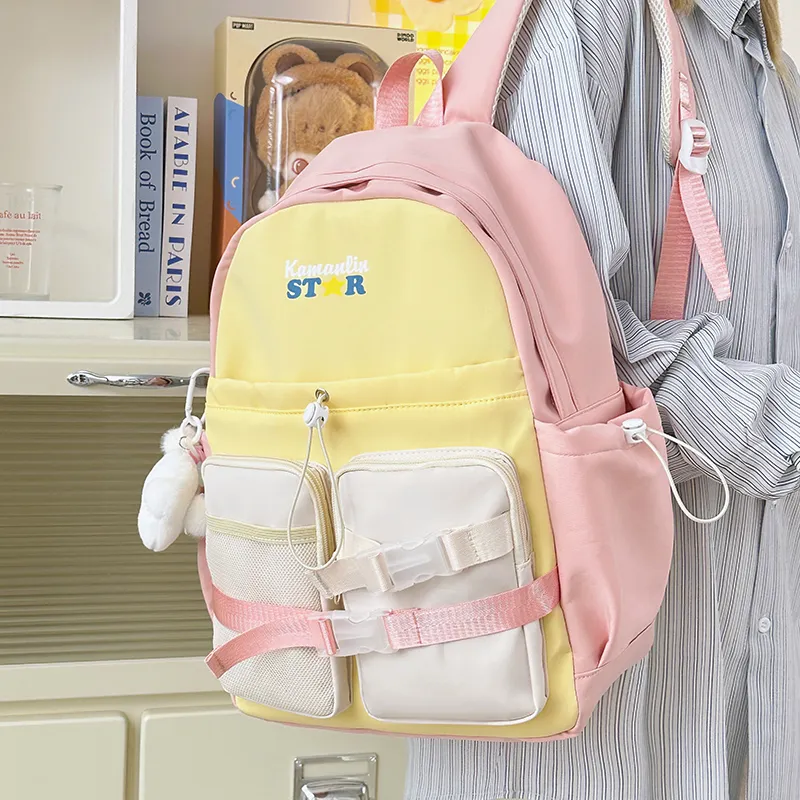 WICKBUEN Nylon Backpack Women's Blue/Pink/White/Black-9