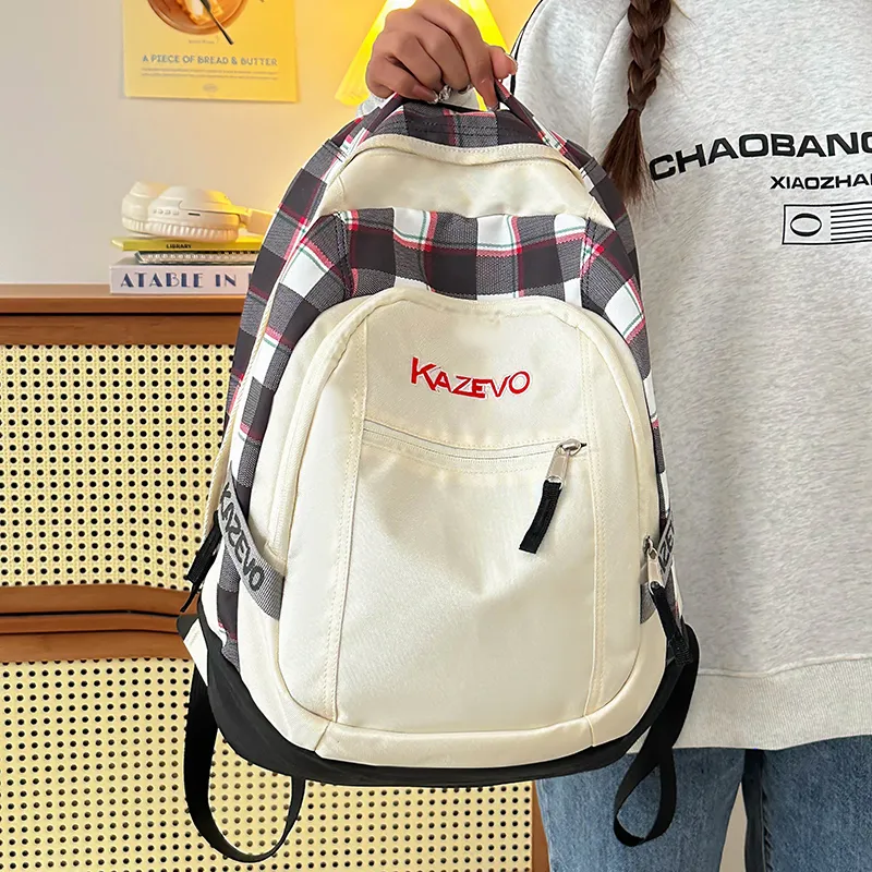 WICKBUEN Nylon Backpack Unisex White/Black/Purple/Pink-4