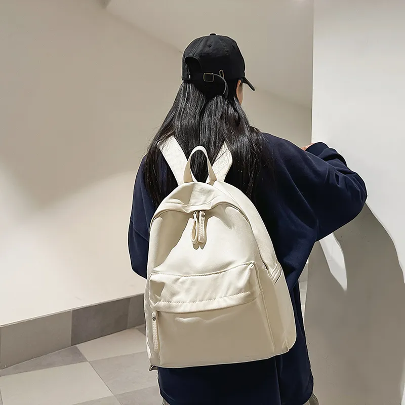 WICKBUEN Nylon Backpack Unisex White/Black/Burgundy/Khaki-4
