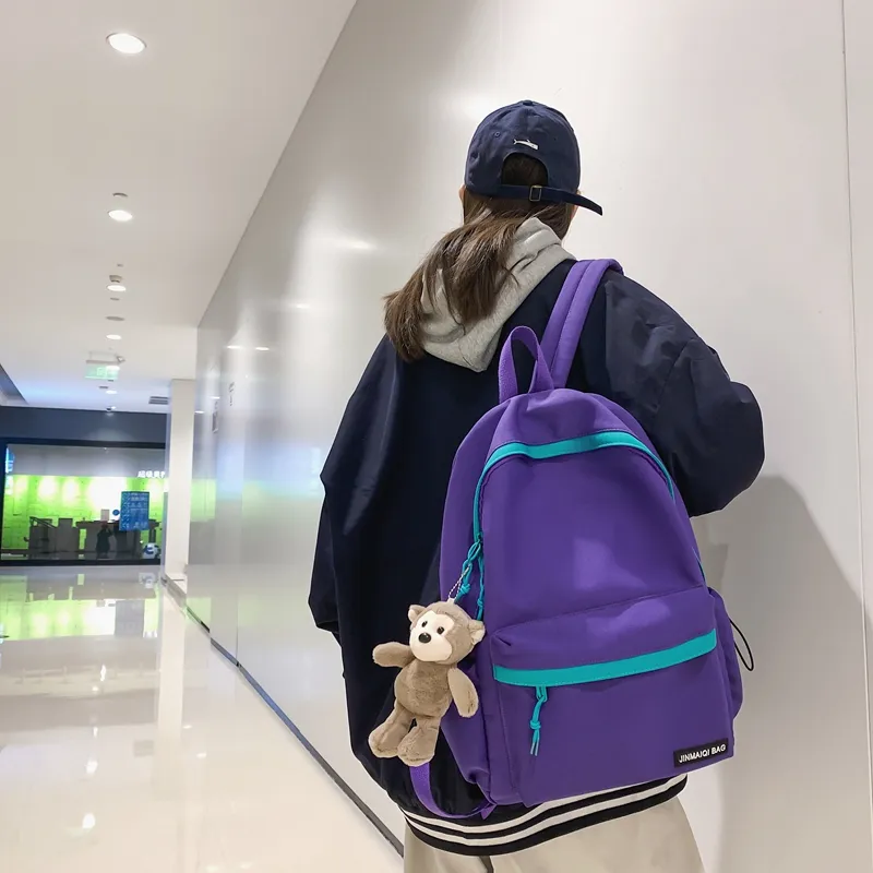 WICKBUEN Nylon Backpack Unisex White/Black/Purple/Green-10