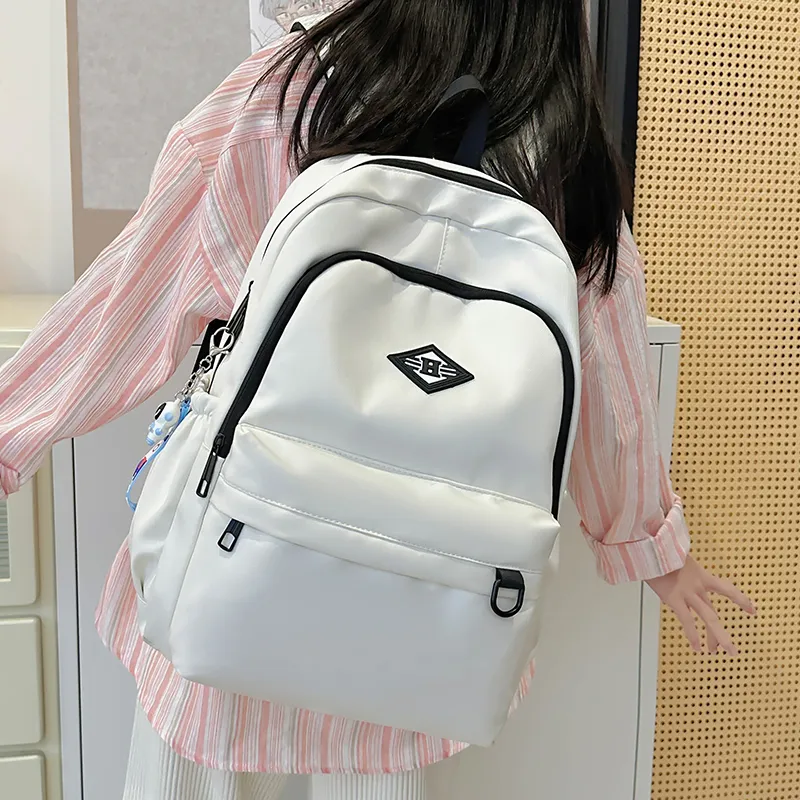 WICKBUEN Nylon Backpack Unisex Gray/Black/Red/White-3