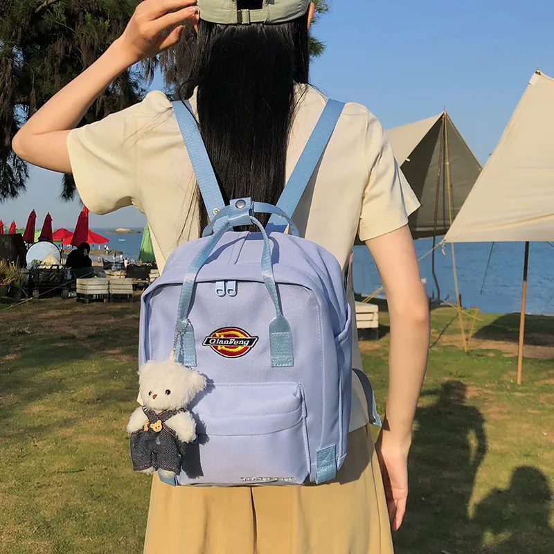 WICKBUEN Nylon Backpack Women's Custard/Light Aqua Blue/Mint Green/Black-8