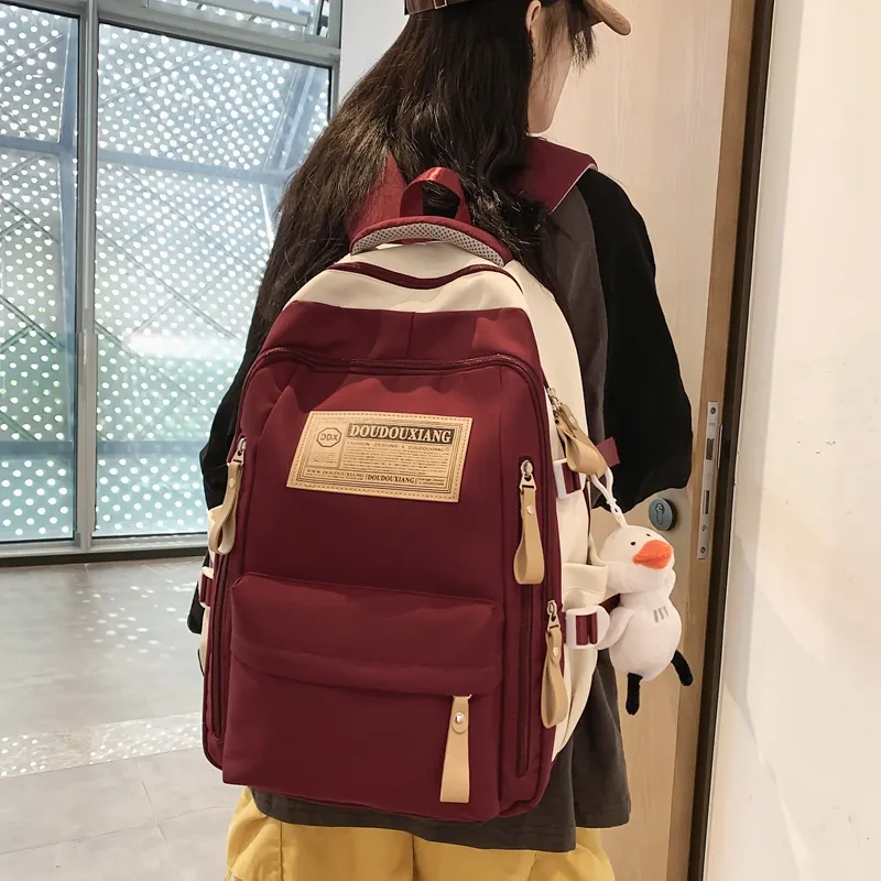 WICKBUEN Nylon Fabric Backpack Regular Unisex Blue/Black/Burgundy/Blue-13