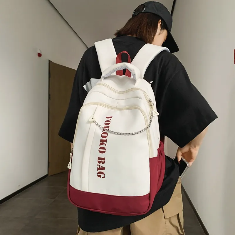 WICKBUEN Nylon Backpack Regular Unisex Blue/Burgundy/Pink-7