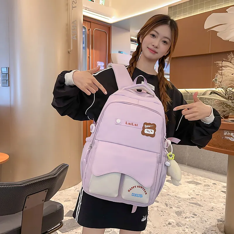 WICKBUEN Nylon Backpack Regular Unisex Ecru/Black-12