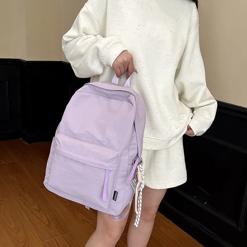 WICKBUEN Nylon Backpack Unisex Purple/Black/Green/Yellow-6