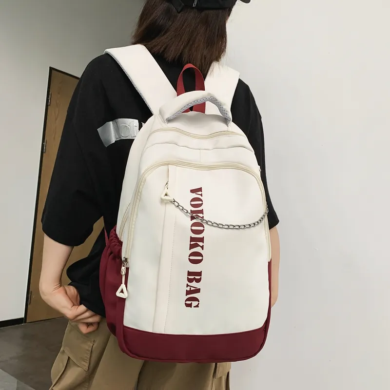 WICKBUEN Nylon Backpack Regular Unisex Blue/Burgundy/Pink-10
