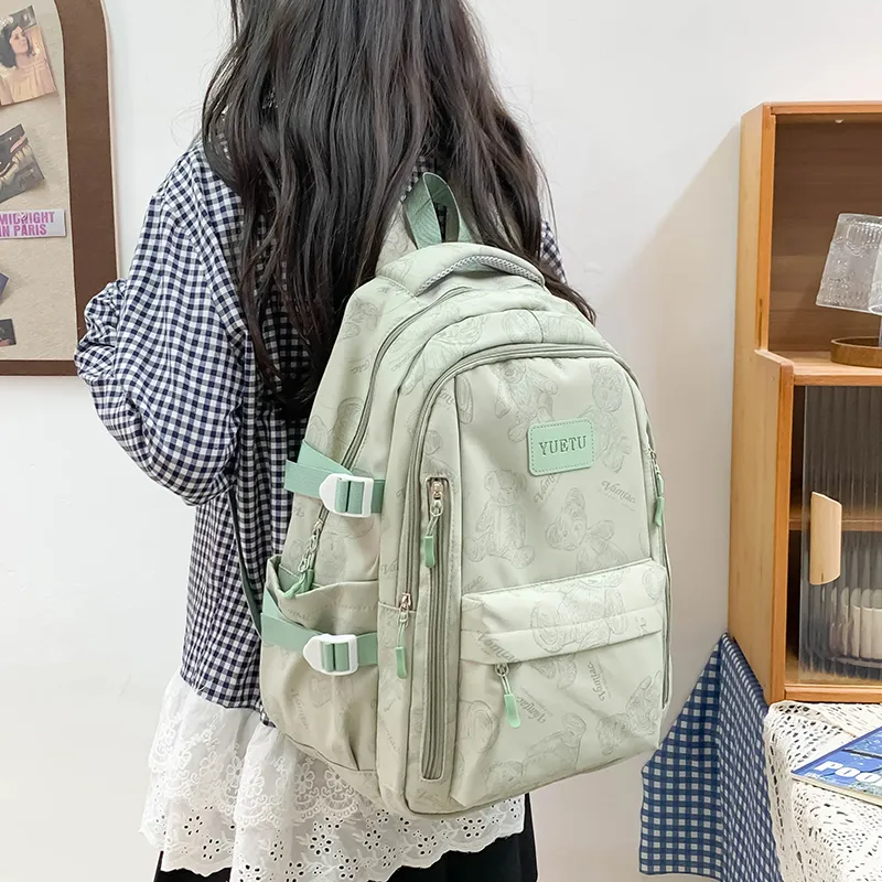 WICKBUEN Nylon Backpack Unisex Ecru/Black/Gray/Purple-25