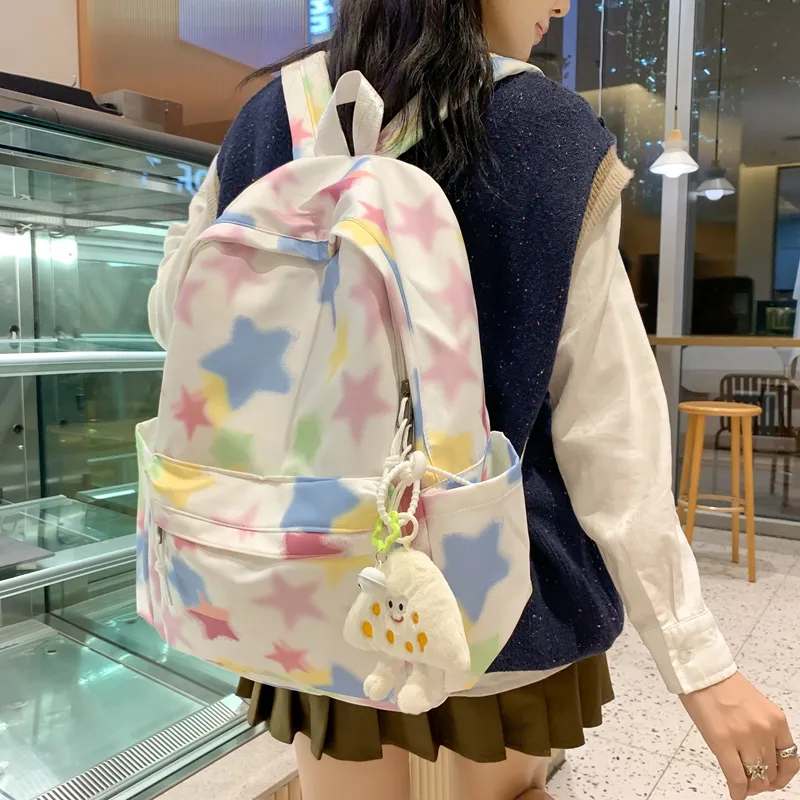 WICKBUEN Nylon Backpack Regular Unisex Color Stripes/White/Black-10