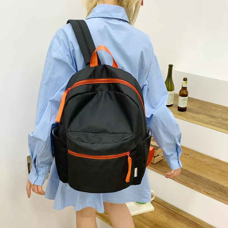 WICKBUEN Nylon Fabric Backpack Regular Unisex White/Black/Yellow-13