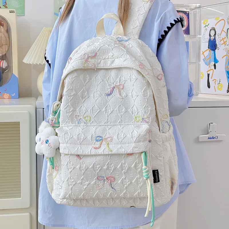 WICKBUEN Nylon Backpack Regular Unisex White/Black/Purple/Blue-1