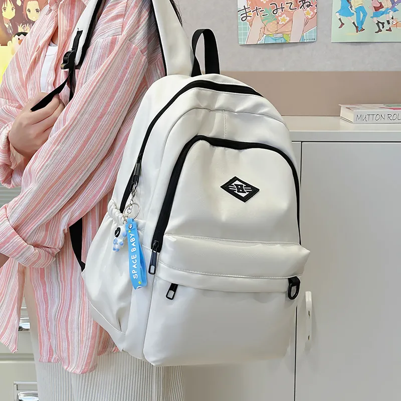 WICKBUEN Nylon Backpack Unisex Gray/Black/Red/White-2