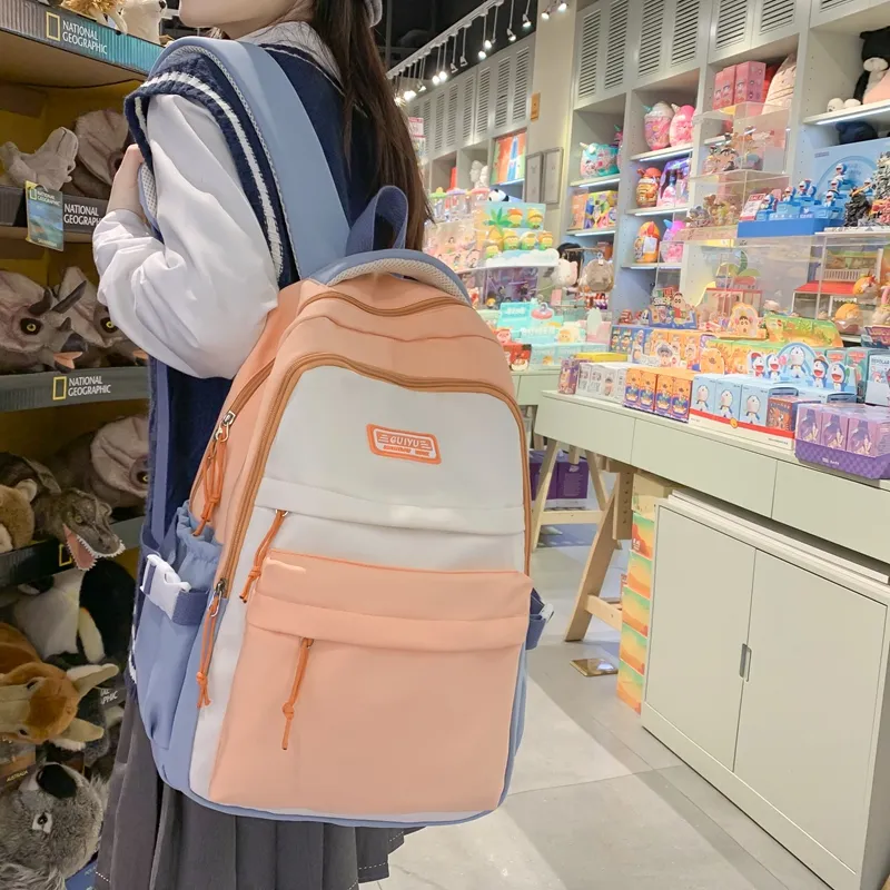 WICKBUEN Nylon Backpack Women's Orange Red/Purple/Blue/Black-7