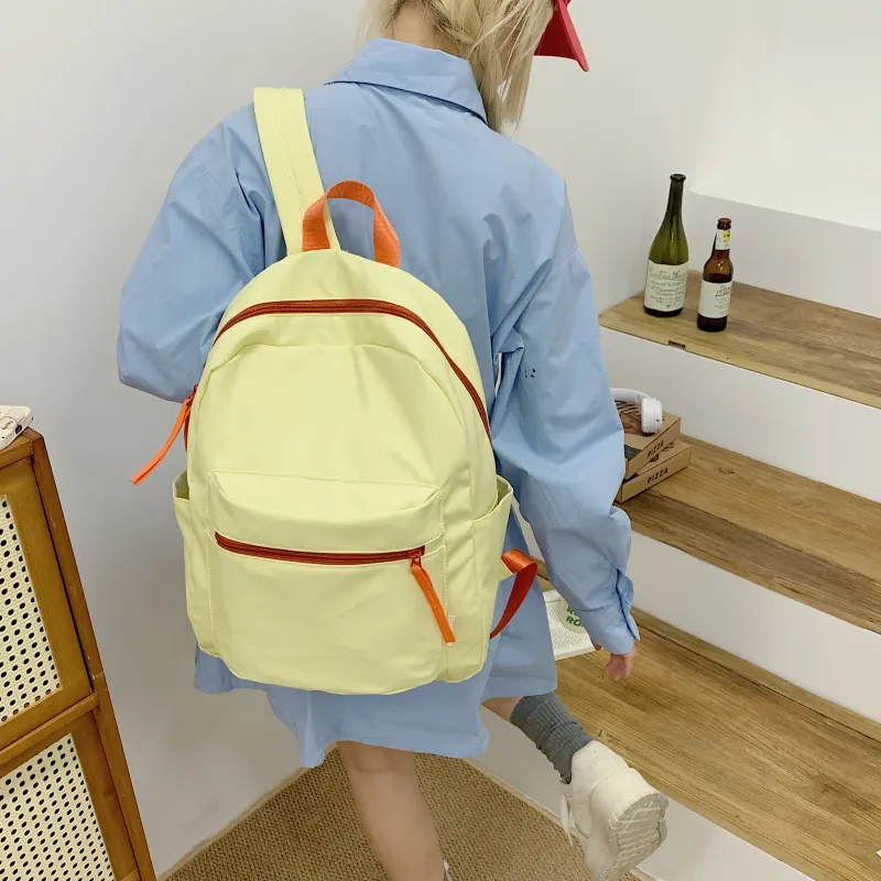 WICKBUEN Nylon Fabric Backpack Regular Unisex White/Black/Yellow-20