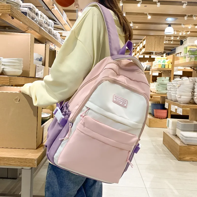 WICKBUEN Nylon Backpack Women's Orange Red/Purple/Blue/Black-14