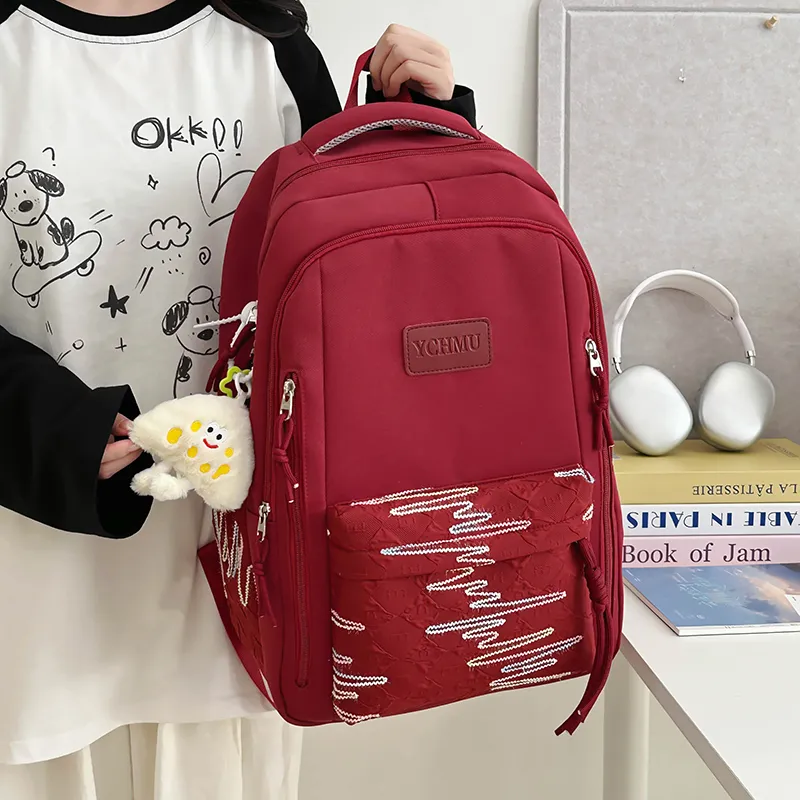 WICKBUEN Nylon Backpack Regular Unisex White/Black/Pink/Red-22
