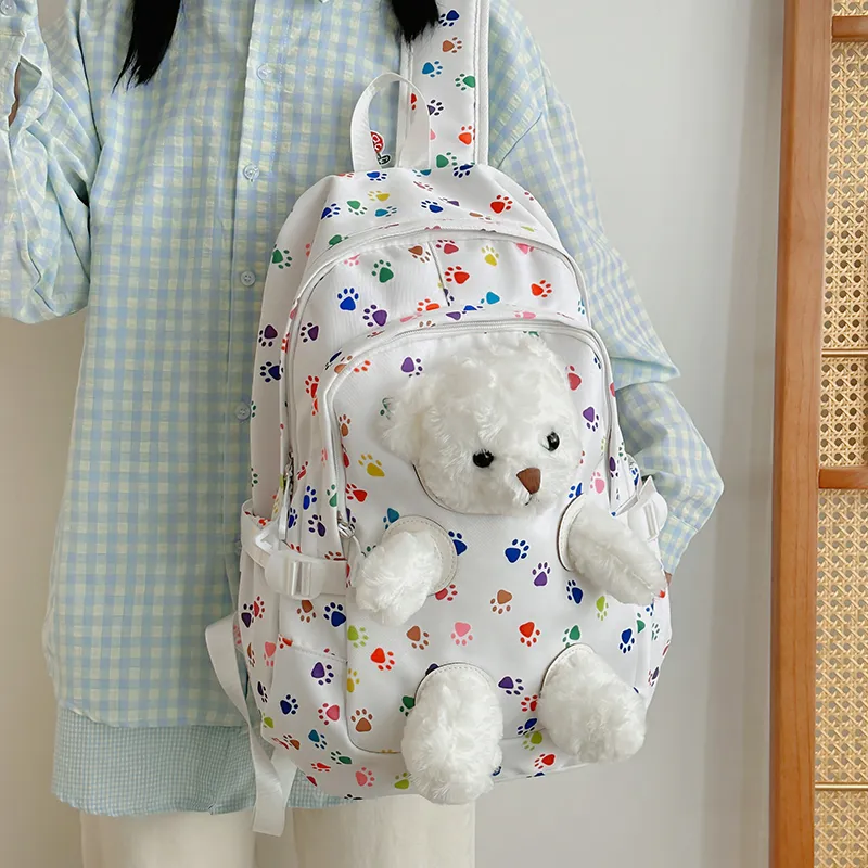 WICKBUEN Nylon Backpack Unisex White/Black-4