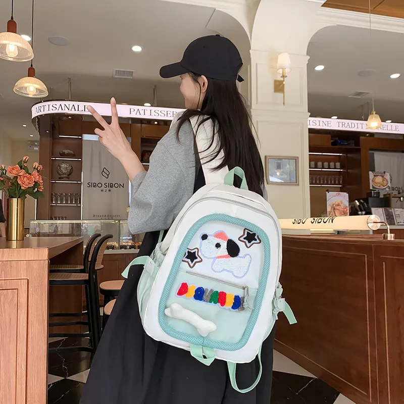 WICKBUEN Nylon Backpack Women's Green/Blue/Pink/Black-10