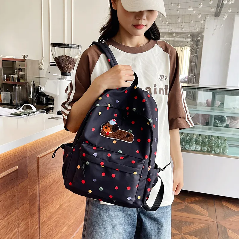 WICKBUEN Nylon Backpack Unisex White/Black-8