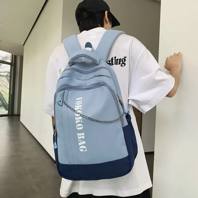 WICKBUEN Nylon Backpack Regular Unisex Blue/Burgundy/Pink-3