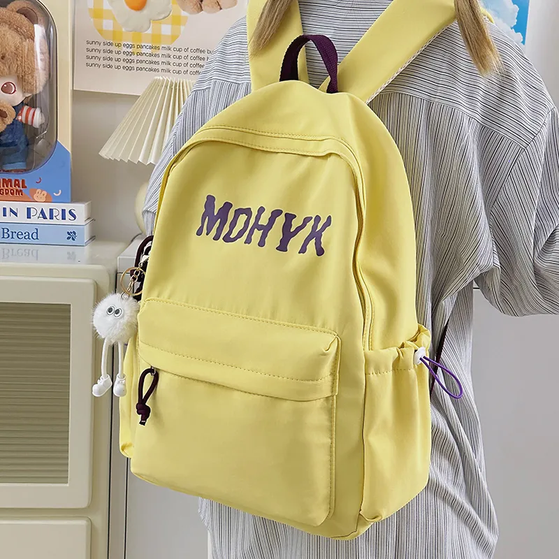 WICKBUEN Nylon Backpack Unisex White/Black/Purple/Yellow-23