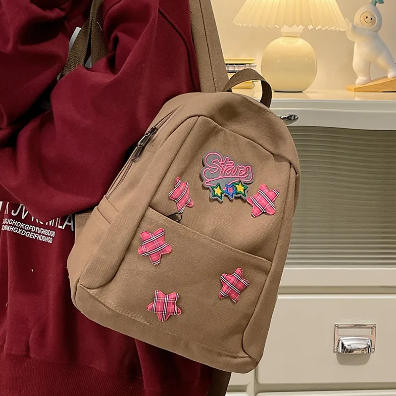 WICKBUEN Canvas Backpack Women's White/Brown-10