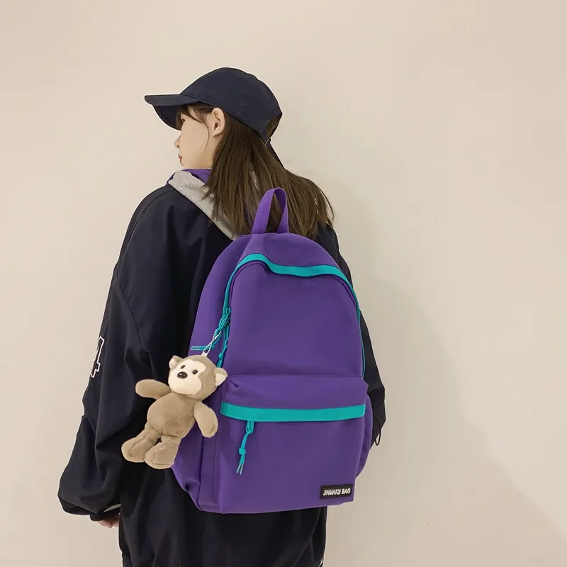 WICKBUEN Nylon Backpack Unisex White/Black/Purple/Green-11