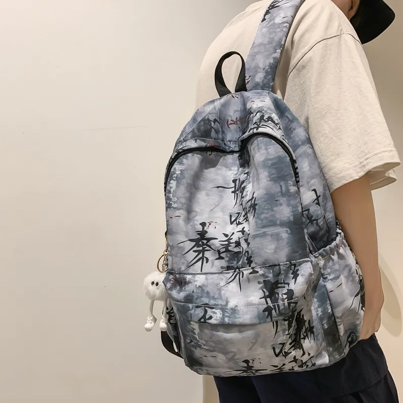 WICKBUEN Nylon Backpack Regular Unisex White/Black/Gray/Khaki/Blue-10