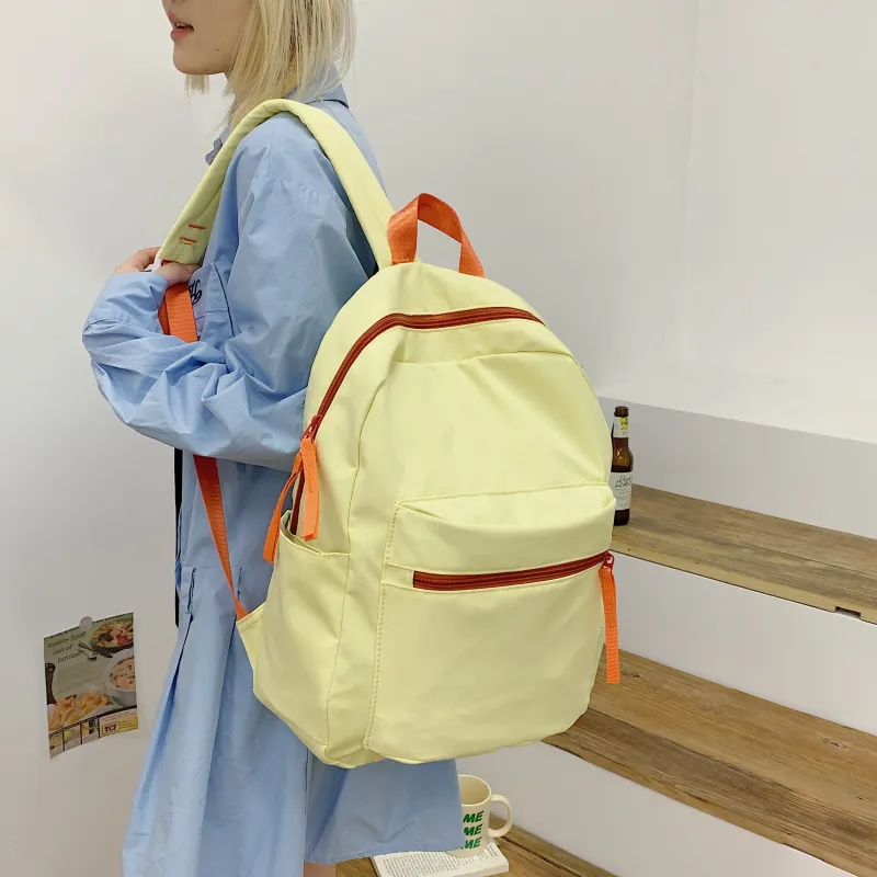 WICKBUEN Nylon Fabric Backpack Regular Unisex White/Black/Yellow-21