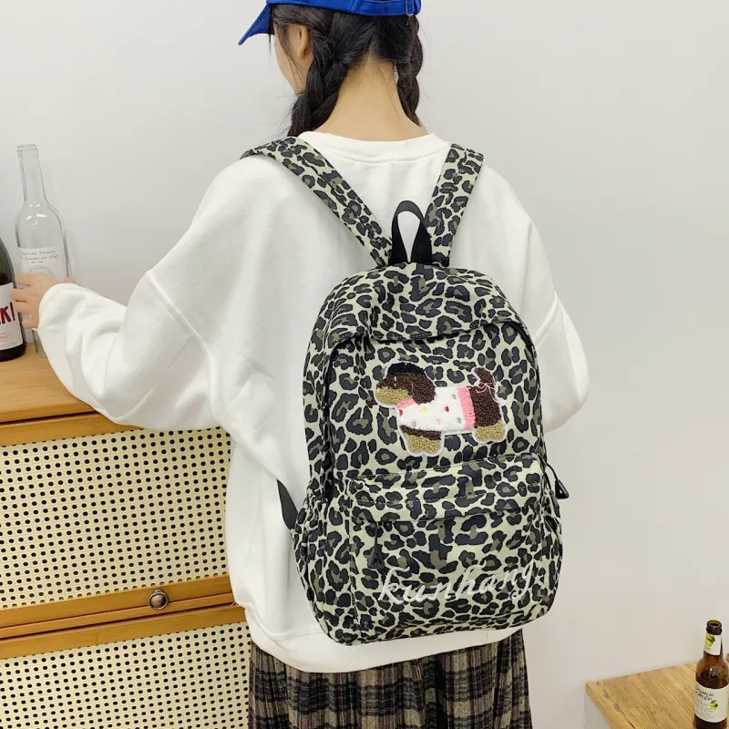 WICKBUEN Fabric Backpack Unisex White/Black/Green/Brown-19