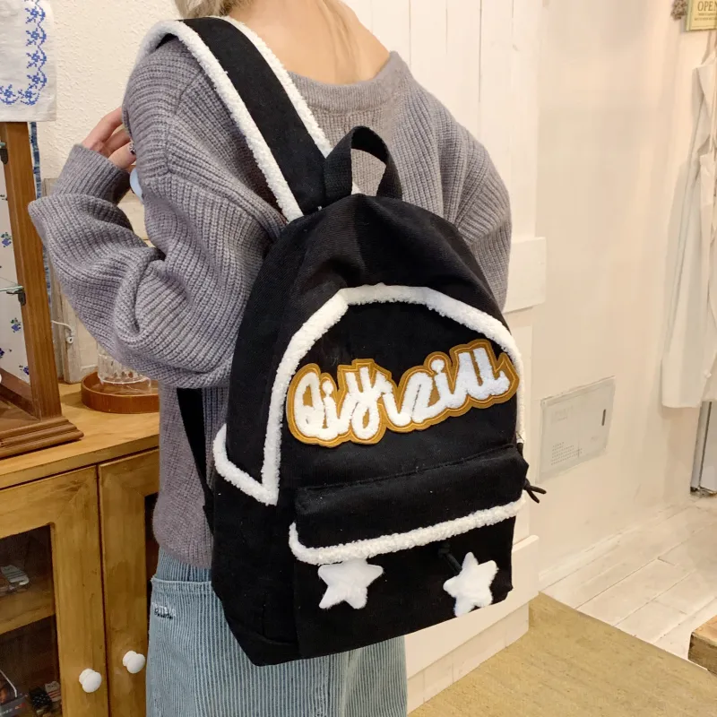 WICKBUEN Fabric Backpack Women's Black/Coffee-3