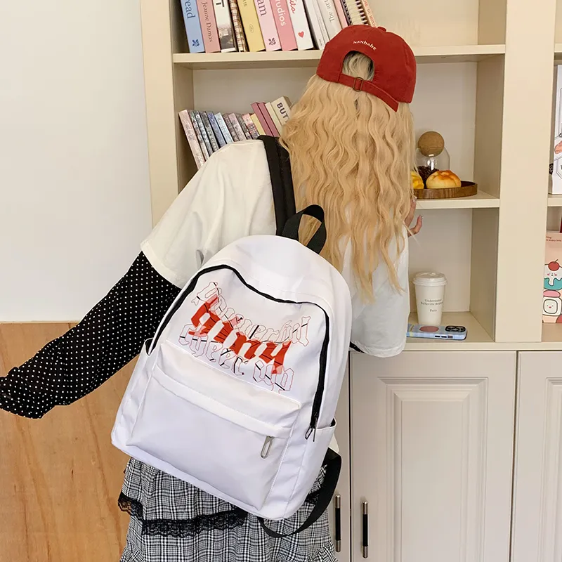 WICKBUEN Nylon Fabric Backpack Unisex Pink/Red-8
