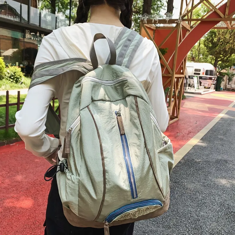 WICKBUEN Nylon With Suede Backpack Unisex Multicolor-14