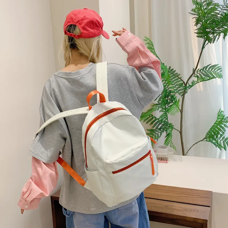 WICKBUEN Nylon Fabric Backpack Regular Unisex White/Black/Yellow-2