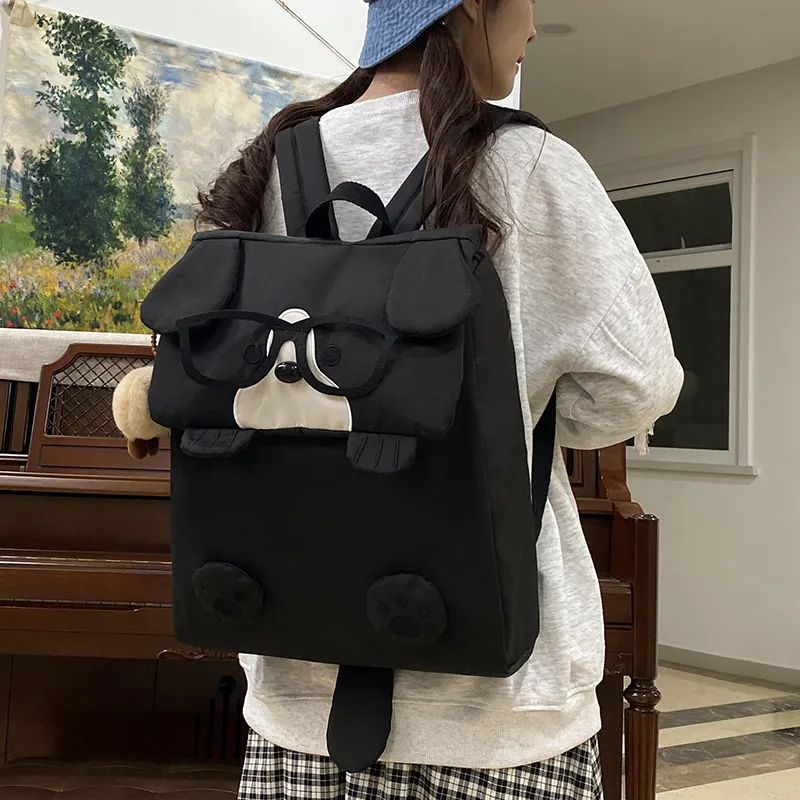 WICKBUEN Fabric Backpack Unisex White/Black/Khaki-7