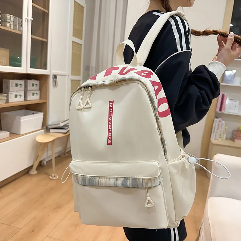 WICKBUEN Nylon Backpack Unisex White/Black/Pink/Blue-2