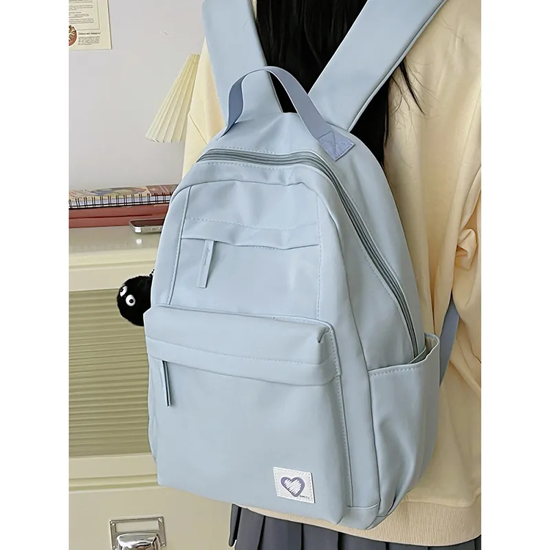 WICKBUEN Nylon Backpack Unisex White/Black/Blue/Pink-16