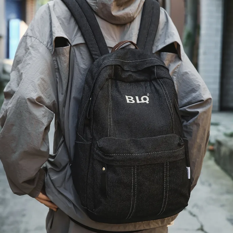 WICKBUEN Denim Backpack Unisex Black/Light Blue/Blue-17