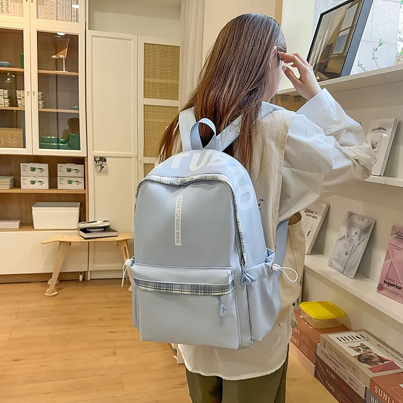 WICKBUEN Nylon Backpack Unisex White/Black/Pink/Blue-22
