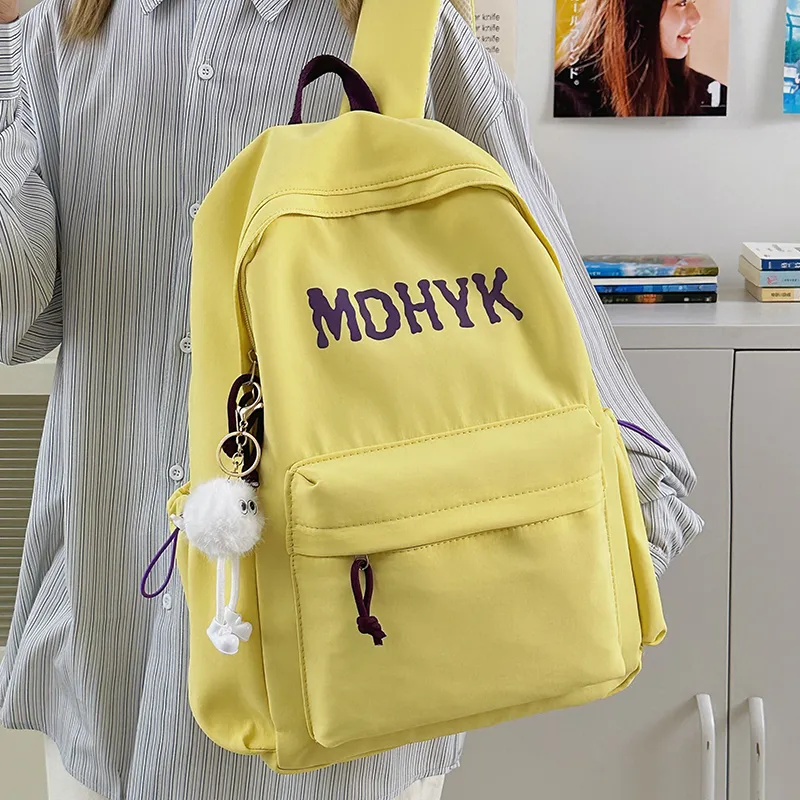 WICKBUEN Nylon Backpack Unisex White/Black/Purple/Yellow-20
