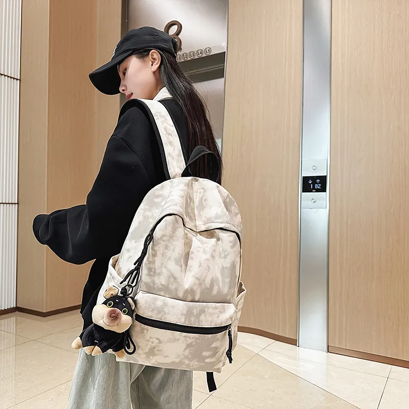 WICKBUEN Nylon Backpack Unisex White/Black/Red/Green-5