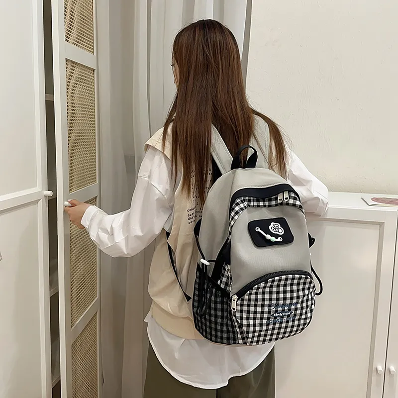 WICKBUEN Nylon Backpack Women's Burgundy/Black/Khaki/Purple-4